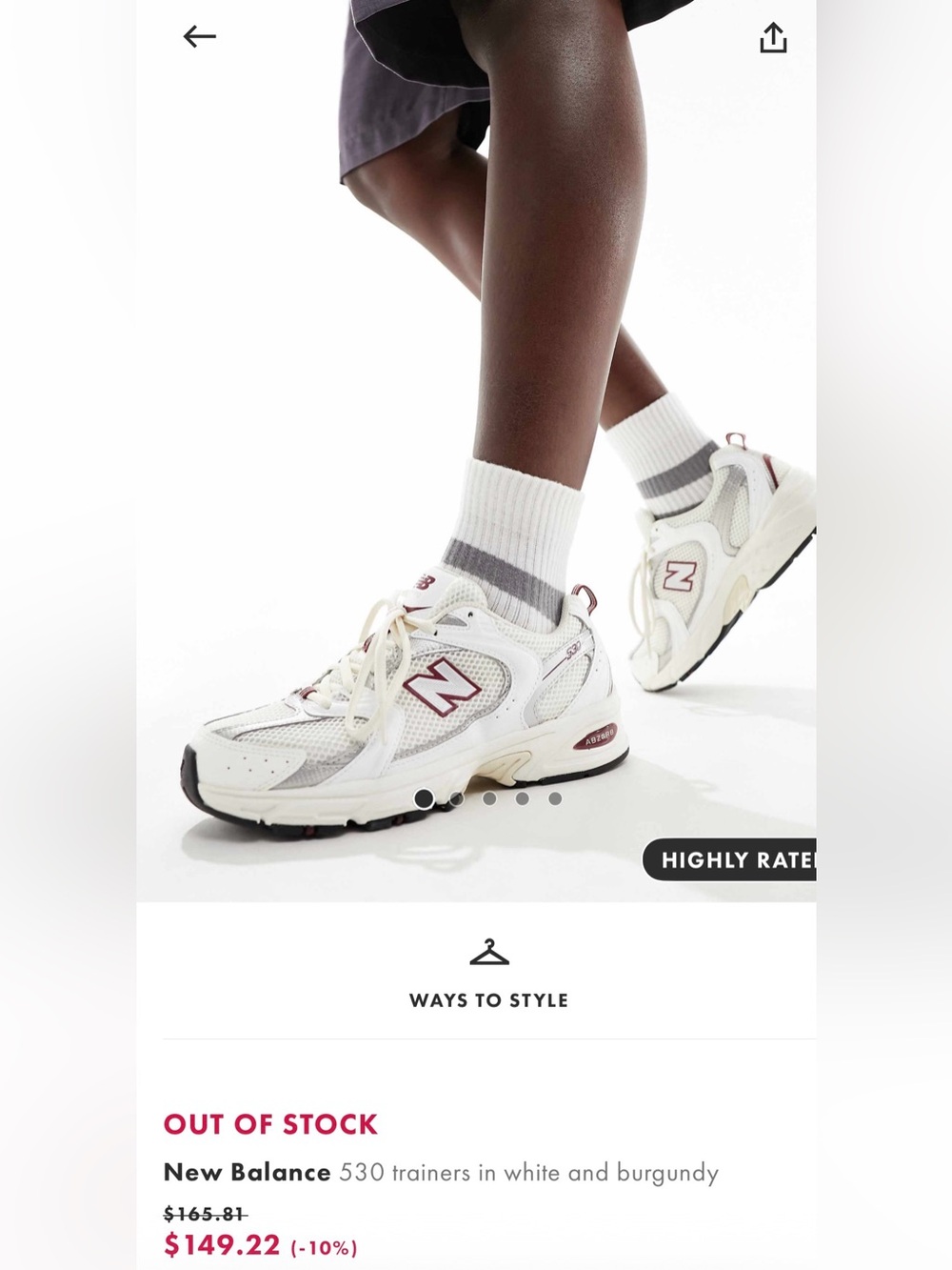 New Balance Women's White Sneakers with Mauve Red 'N' Accents